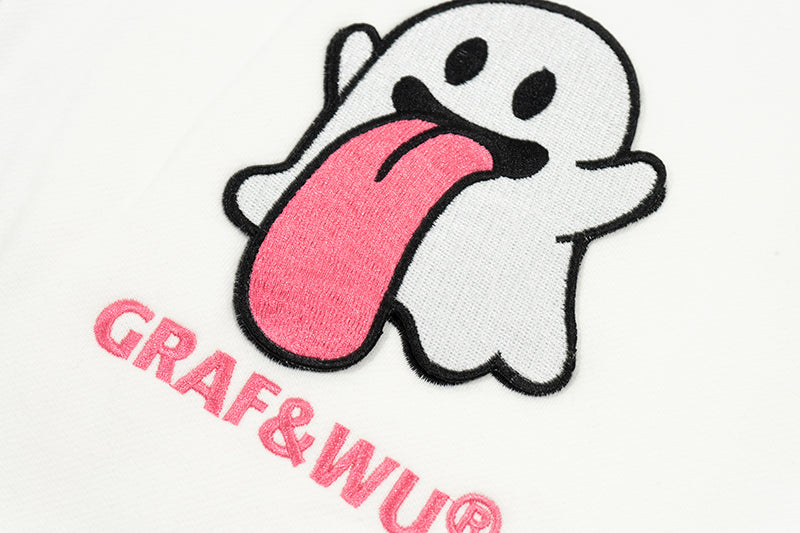 GRAF&WU Sweet Anatomy Cute Ghost Velcro Plush Pink Viscera Fleece Hoodie