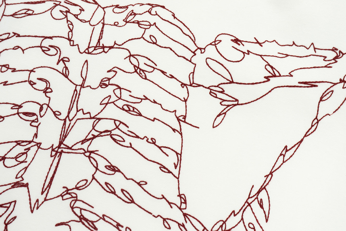 GRAF&WU Rib Cage Skeletal Hand Embroidery Zip-Up Jacket