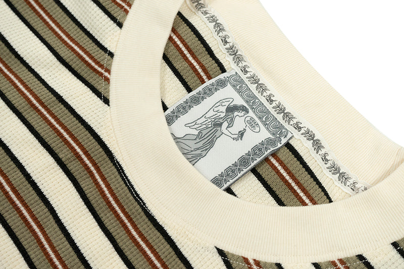 GRAFWU Simple Letter Embroidery Stripes T-Shirts