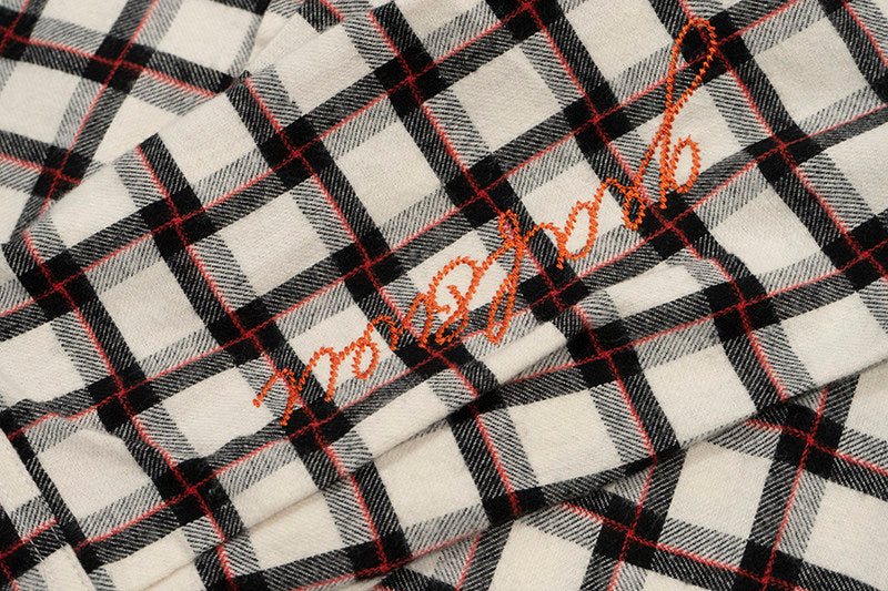 GRAF&WU Brand Giraffe Embroidery Plaid Loose Thin Shirt