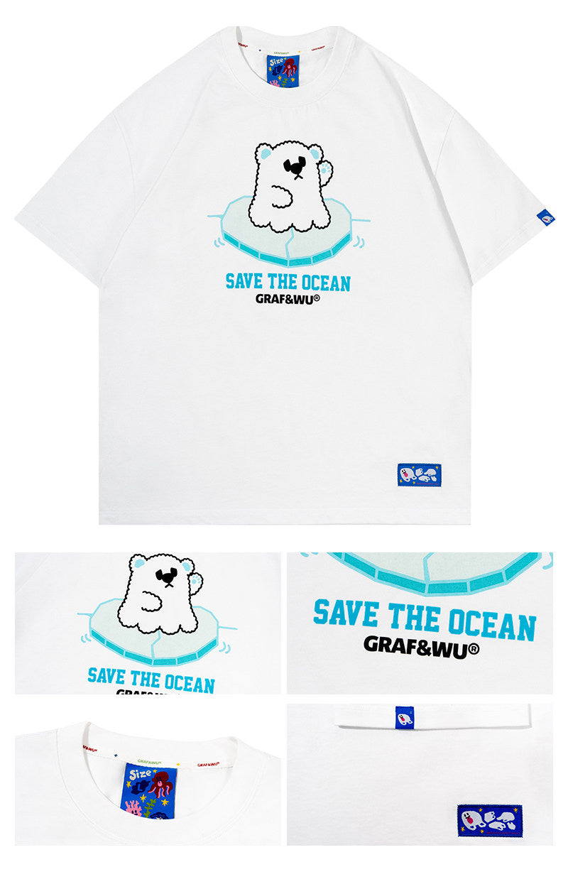 GRAF&WU Protect Ocean Nature Themed Cute Ghost T-shirt