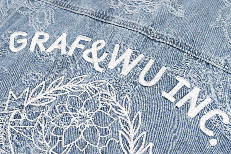 GRAFWU Jacquard Craft Pattern Design Denim Sleeveless