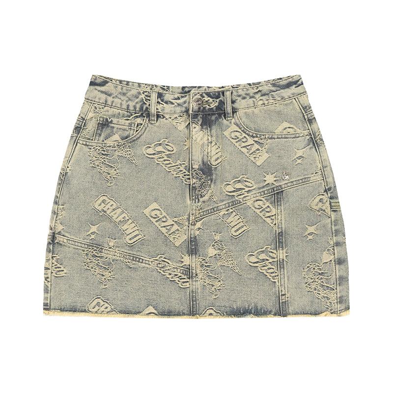 GRAFWU Jacquard Denim Mini Skirt