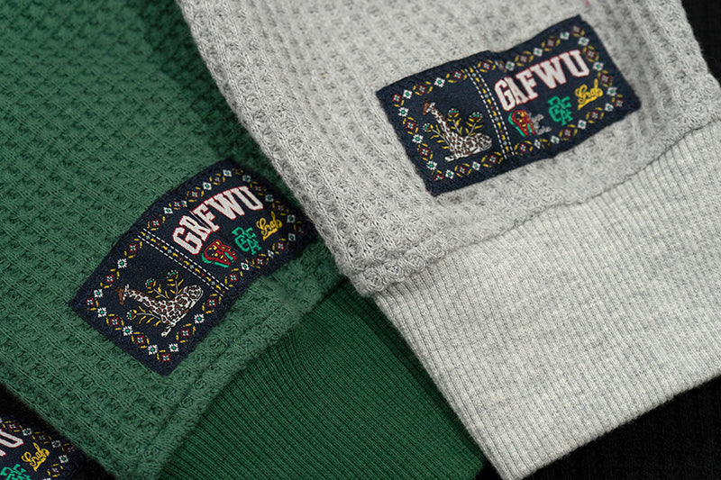 GRAF&WU Running Doberman Embroidery Waffle Cotton Long Sleeve Shirt