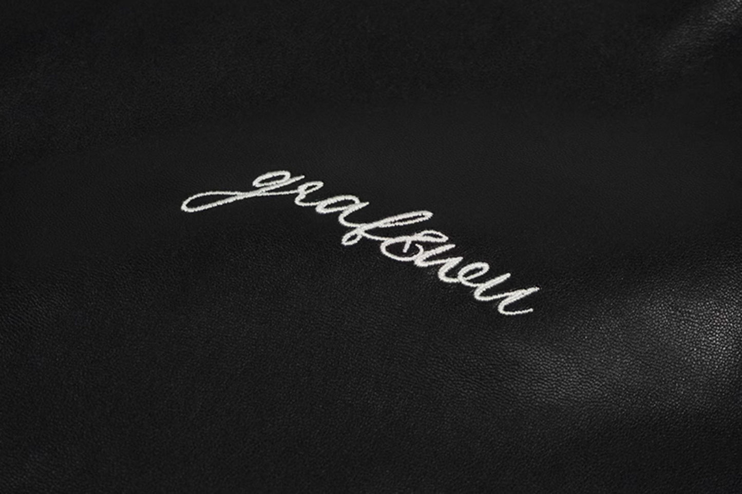 GRAF&WU Winter Vibe Metal Deer Brand Logo MA1 Leather Jacket