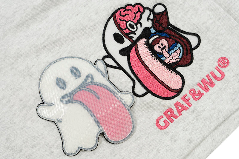 GRAF&WU Shorts Sweet Anatomy Pattern Design Men'S Shorts Cute Ghost Magic Stickers Anatomy Ghost Pants Casual Athletic Shorts