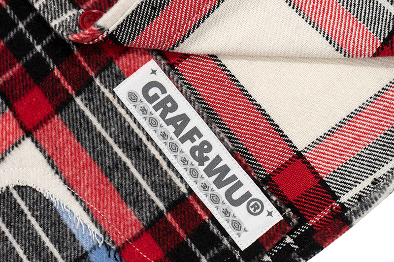 GRAF&WU Spliced Grid Ddesign Flannel Fashion Shirt