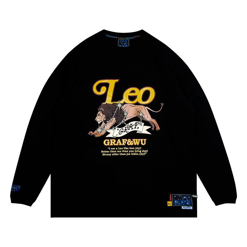 GRAF&WU 12 Signs Rap Lyrics Embroidery Print Long-sleeved Shirt