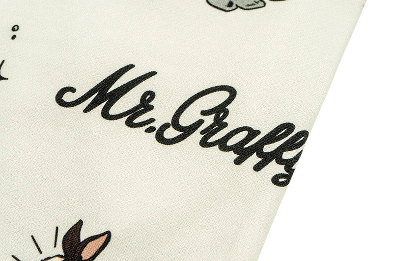 GRAF&WU Giraffe Cartoon Graphic Shorts Casual Streetwear