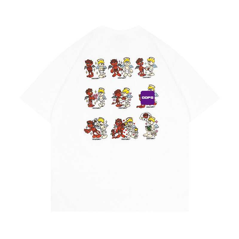 GRAFWU 9 Relationships Angel Devil Embroidery T-Shirts