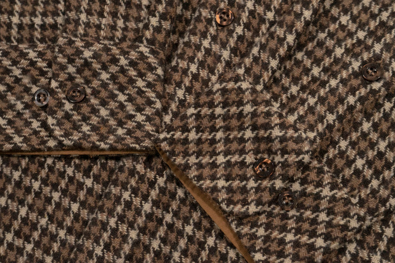 GRAF&WU Embroidered Off-road Vehicle Houndstooth Wool Shirt Coat