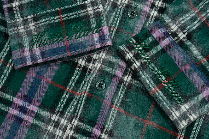 GRAF&WU Plaid Angel Football Embroidery Street Loose Brushed Shirt