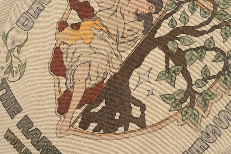 GRAF&WU Brand LOGO Angel Goddess Printing Cargo Pants