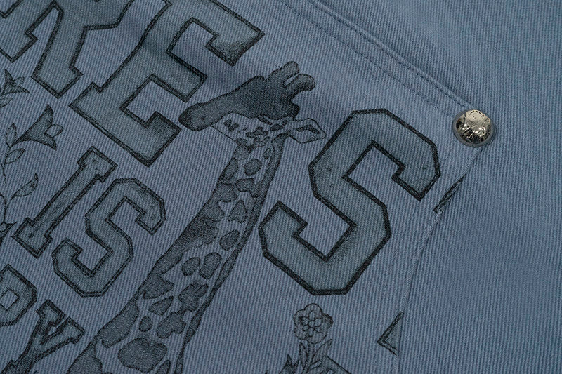 GRAF&WU Vintage Distressed Cargo Shorts | Giraffe Floral Canvas