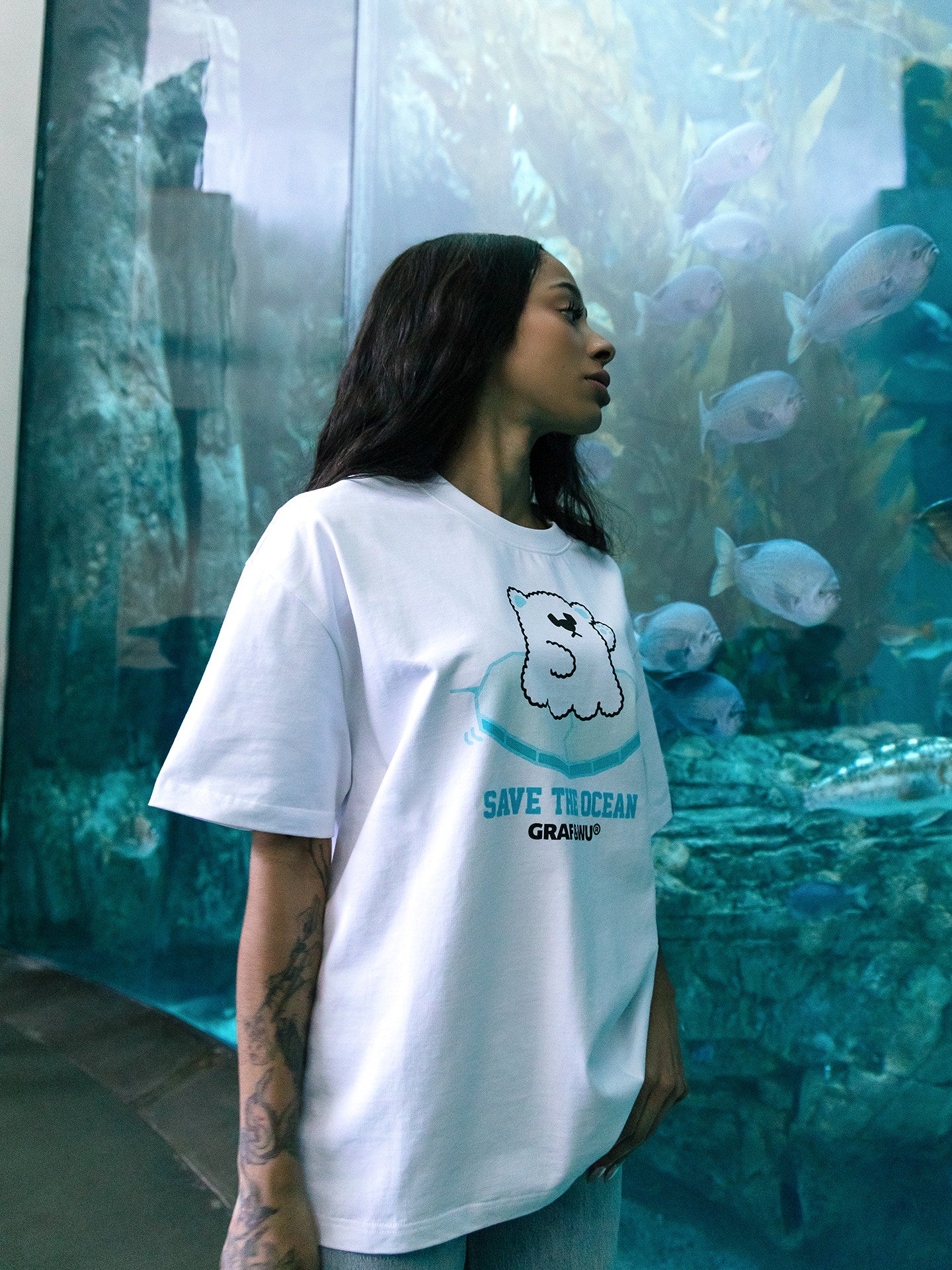 GRAF&WU Protect Ocean Nature Themed Cute Ghost T-shirt