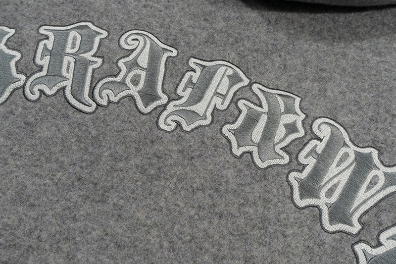 GRAF&WU Embroidered Wool Blend Thick Coat Baseball Jacket