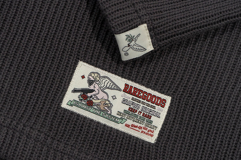 GRAF&WU Brand Embroidered Logo Knitted Long-sleeved Shirt