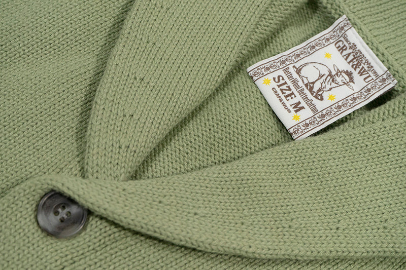 GRAF&WU Embroidered Badge Vintage Shawl Collar Knitted Sweater