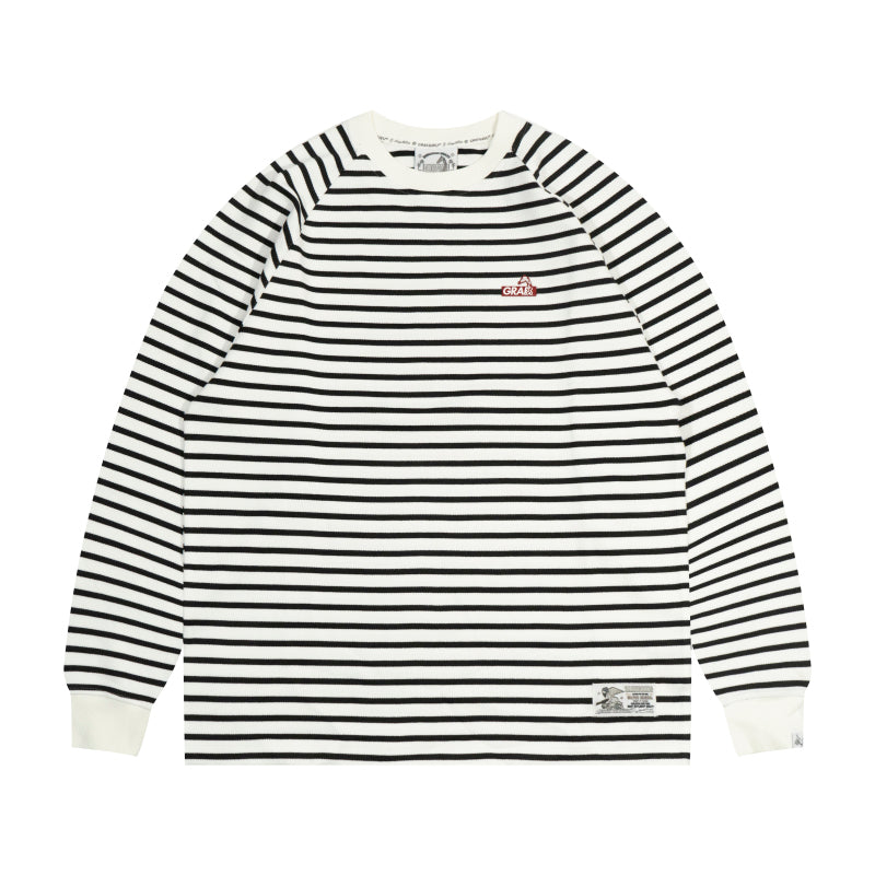 GRAF& WU Metal Giraffe Logo Streetwear Striped Long-Sleeve Shirt