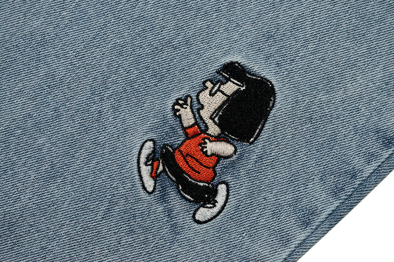 GRAF X Peanuts【Snoopy Collaboration】Jeans Charlie Brown Lucy Embroidered Pants Baggy Fit Denim Trousers Men Women Classic Straight-Leg Denim
