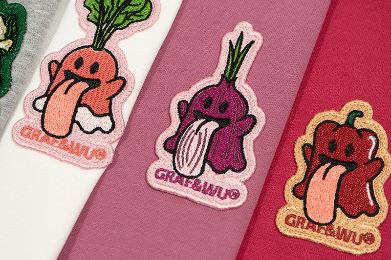GRAF&WU Vegetable Cute Ghost Character Embroidered Long Sleeve Shirt