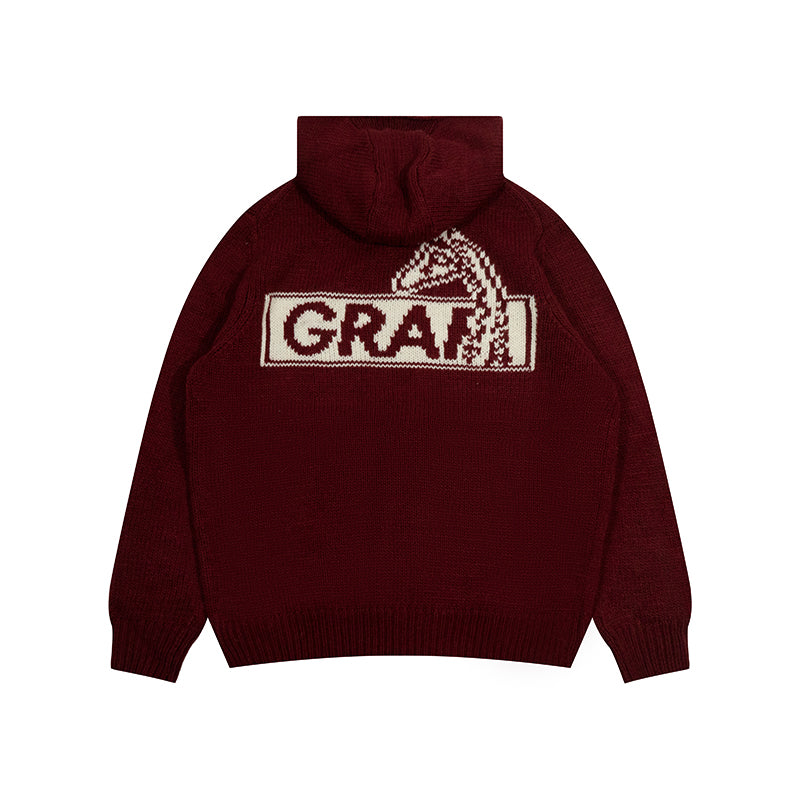 GRAF&WU Giraffe Logo Sweater Knit Zip-Up Coat - Premium Streetwear