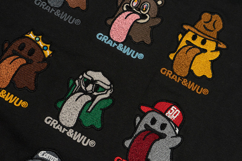 GRAF&WU Old School 12 Rap Ghost Embroidered Hoodie