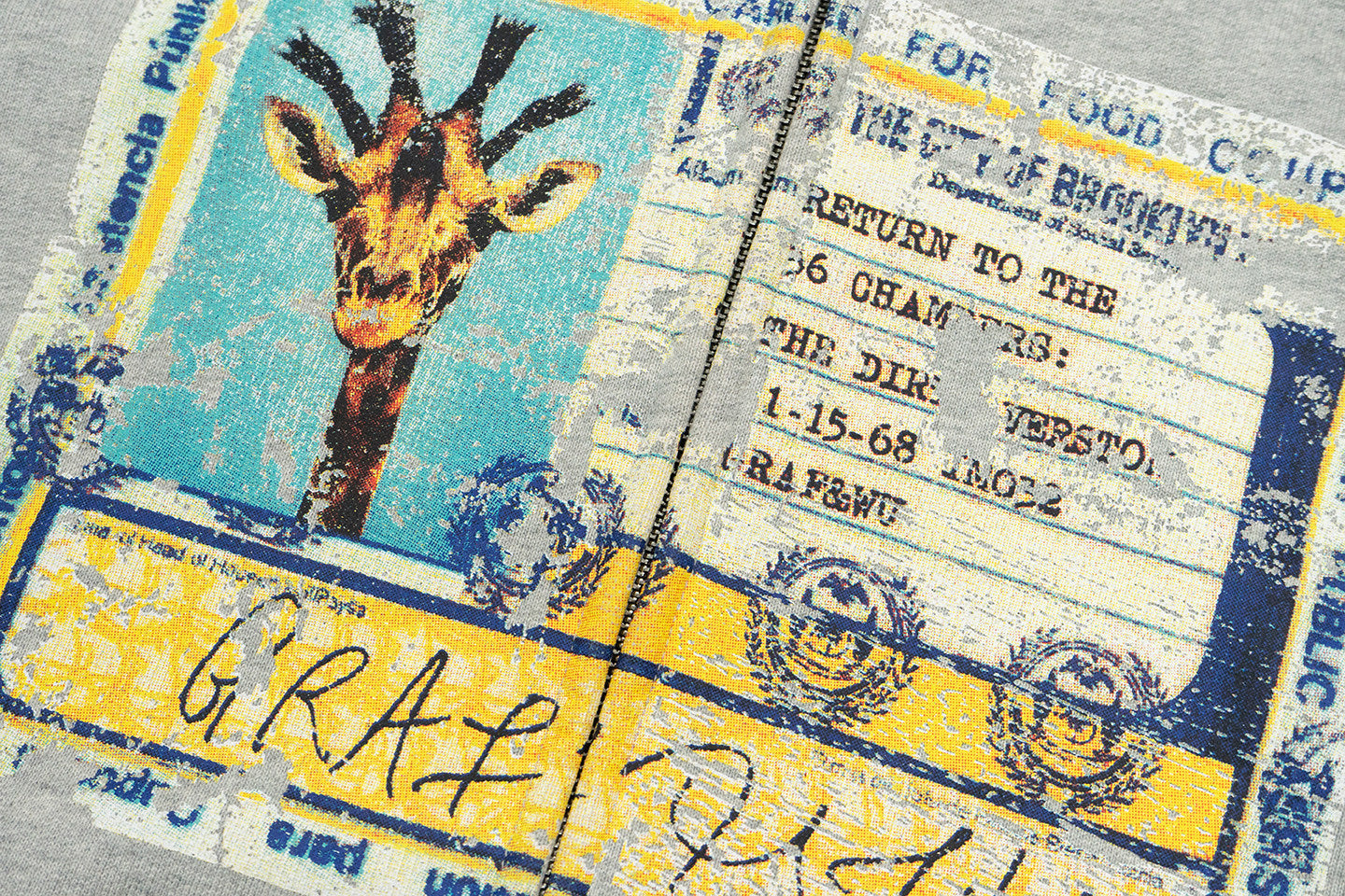 GRAF&WU Tribute Old Dreads ID Giraffe Themed Frayed Vintage Hoodie