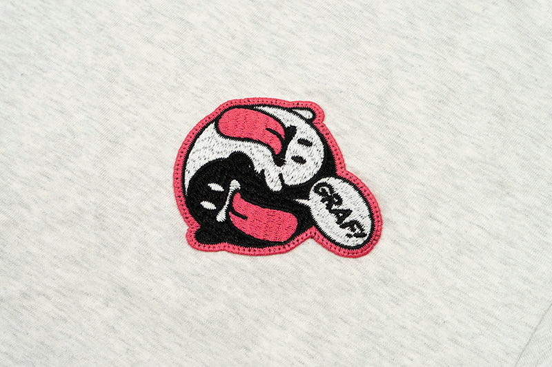 GRAF&WU T-Shirts 12 Natural Elements Cute Ghost Design T-Shirts Tai Chi Pattern Summer T-Shirt Embroidered Cotton Short Sleeve