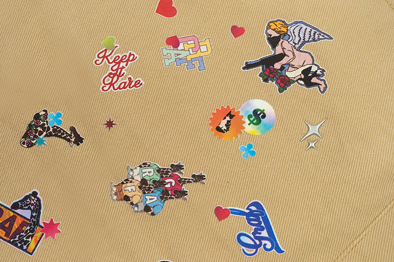 GRAFWU Y2K Sticker Pattern Brand Logo Shorts