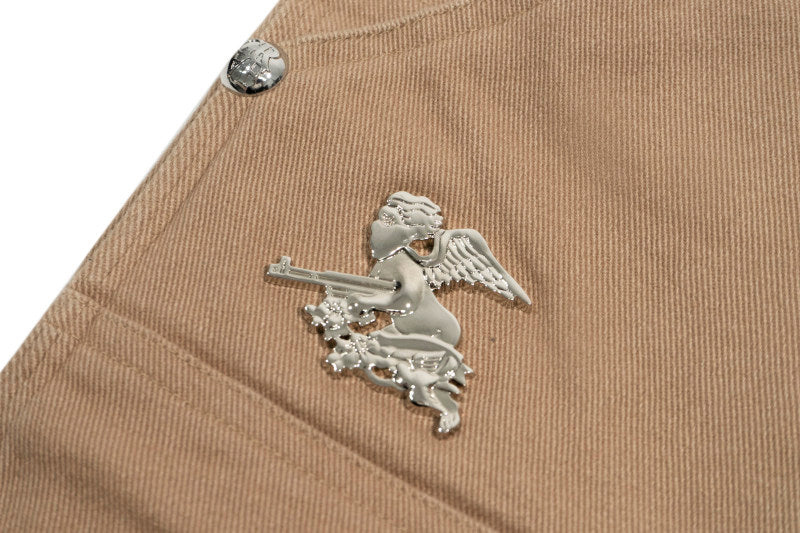 GRAF&WU Tough Guy AK47 Angel Giraffe Metal Logo Thick Lumberjack Shorts