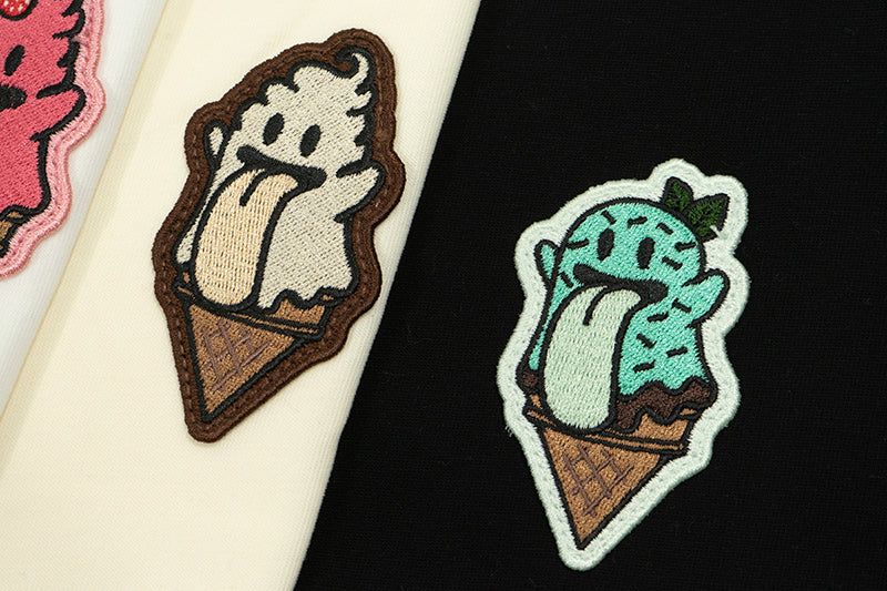 GRAF&WU T-Shirts Ice Cream Cute Ghost T-Shirt Fashion Cotton Short-Sleeved Men Women Casual Short Sleeve Summer T-Shirts For Ice Cream Lovers