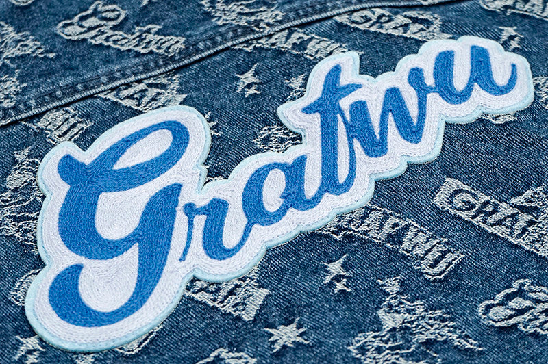 GRAF&WU Retro Jacquard Embroidered Sleeveless Denim Vest