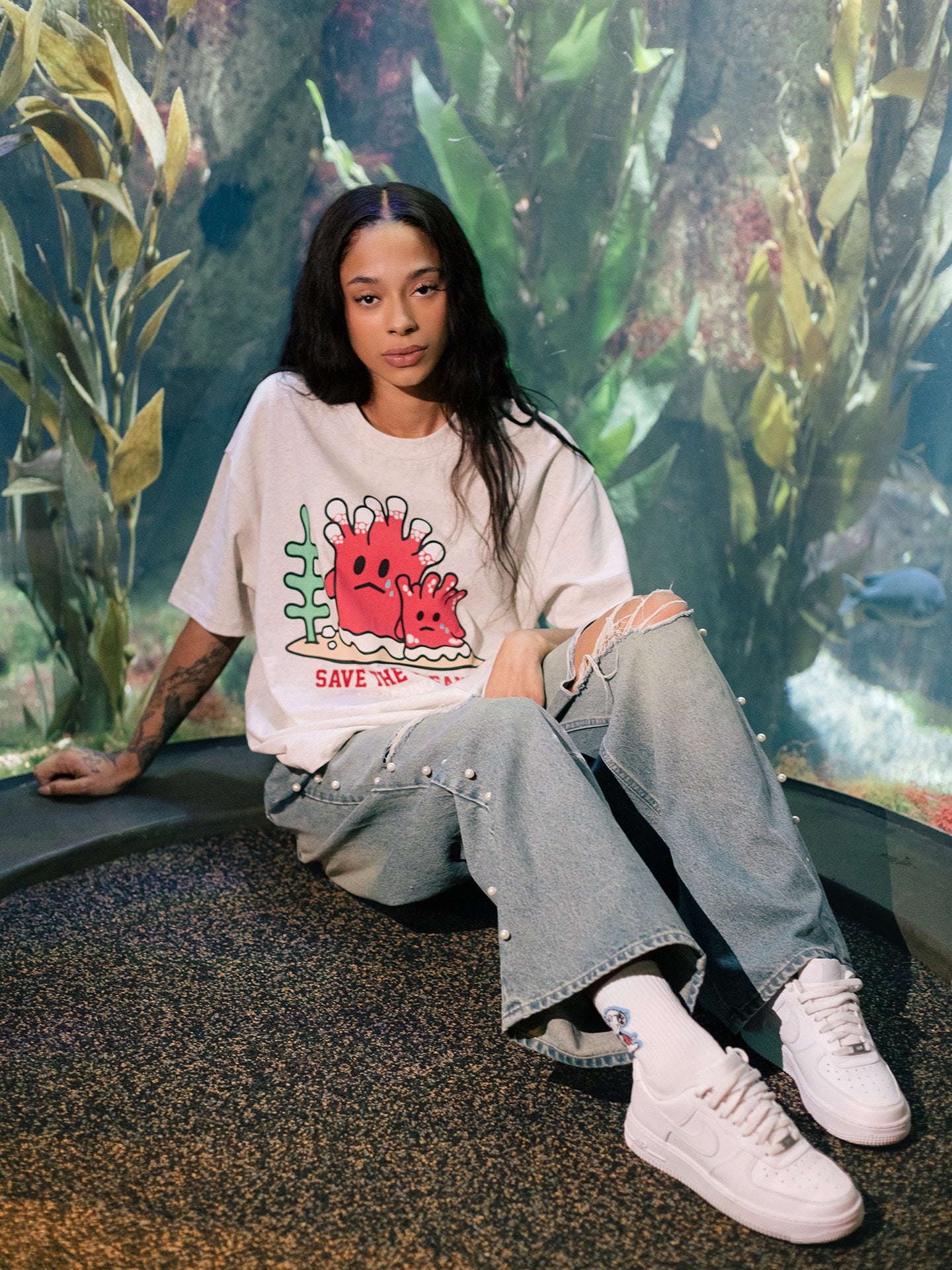 GRAF&WU Protect Ocean Nature Themed Cute Ghost T-shirt