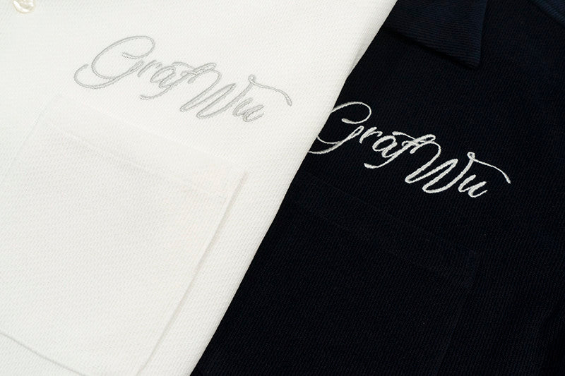 GRAF&WU Towel Striped Embroidered Cursive Keep It Rare Vacation Style T-shirt