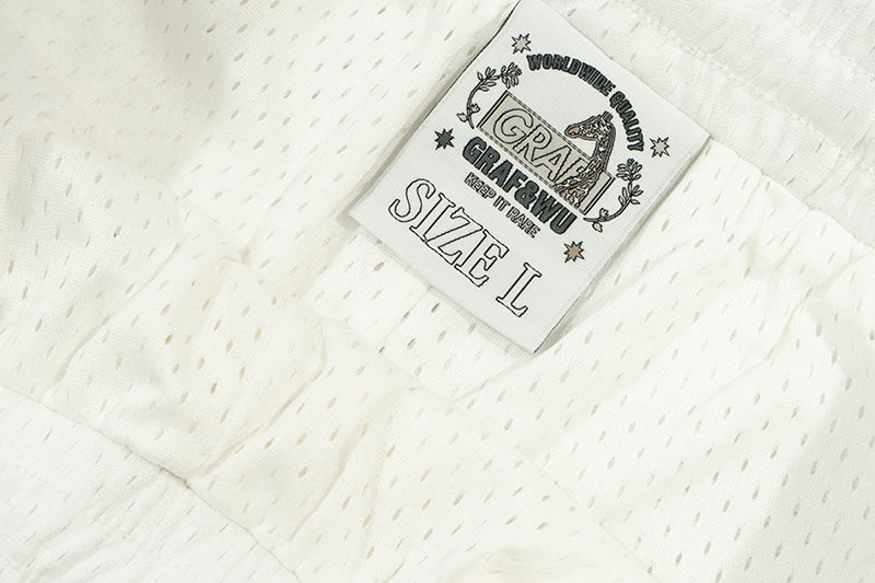 GRAF&WU Cute Emblem Double-Layer Mesh Vintage Shorts
