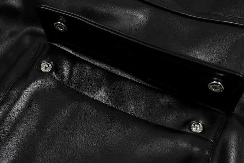 GRAF&WU Detachable Fur Collar PU Leather Metal Angel Deer Thick Jacket - Premium Winter Streetwear