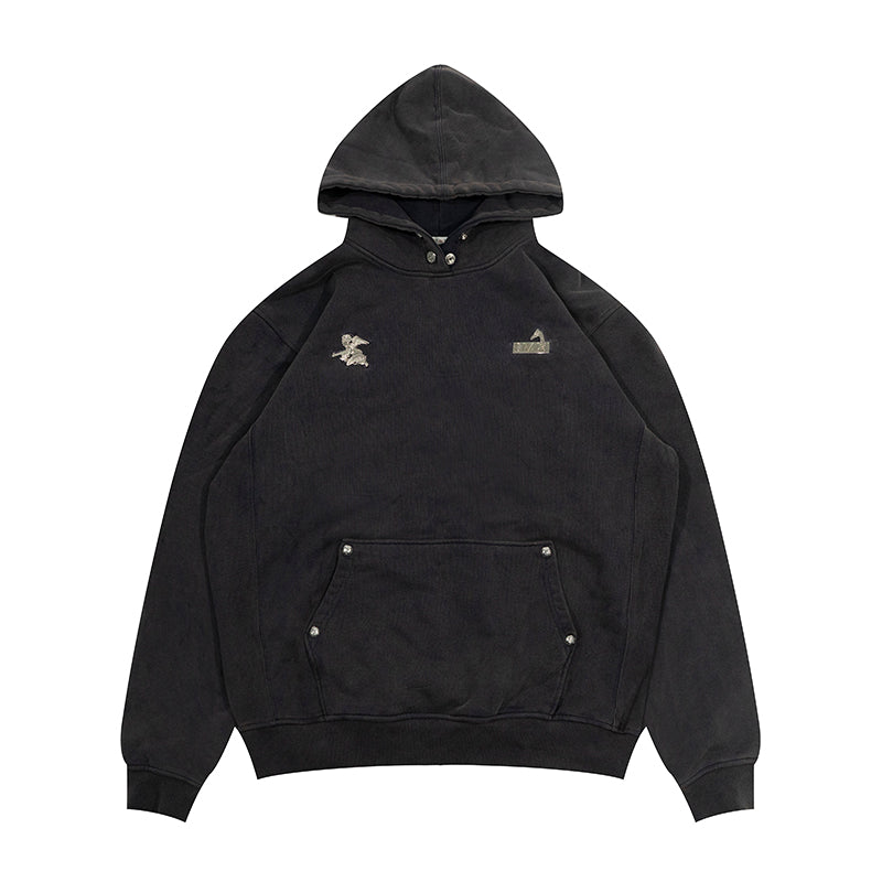 GRAF&WU Metal Buckle Street Loose Deer Angel Sweatshirt Hoodie