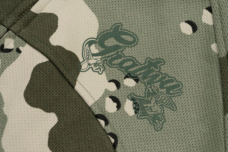 GRAF&WU AK47 Angel Desert Camouflage Streetwear Short Zip-up Hoodie