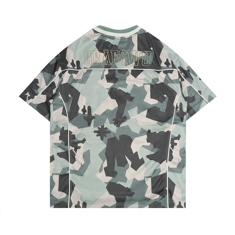 GRAF&WU No.24 Embroidered Mesh Street Camouflage Loose Short-sleeved Jersey