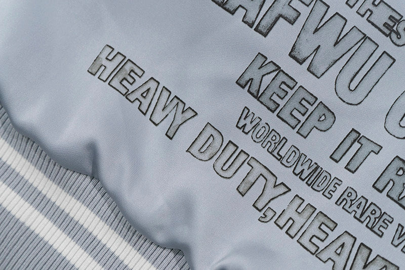 GRAF&WU Vintage Floral Giraffe Goddess Blessing Graphic Satin Thin Baseball Jacket