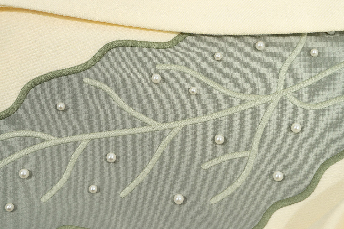 GRAF&WU Art Green Plant-embroidered Luxury Pearl Suit Jacket