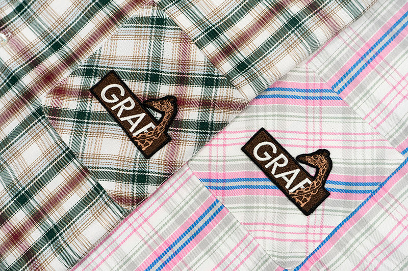 GRAF&WU Classic Embroidered Giraffe Check Casual Short-Sleeve Shirt