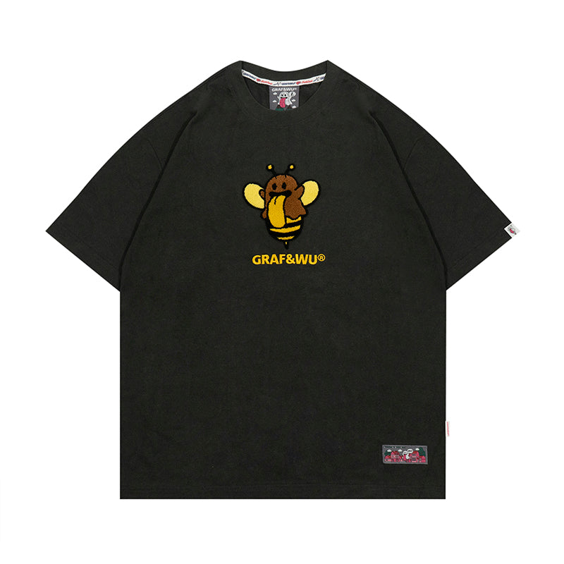 GRAFWU Nature Series Cute Ghost Bee, Flower, Snail, Elements Embroidered T-Shirt