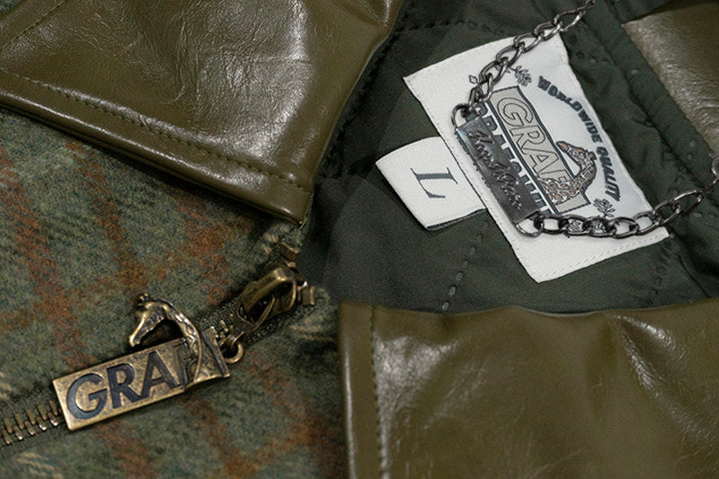 GRAF&WU Leather Collar Luxury Wool Retro Plaid Detroit Jacket