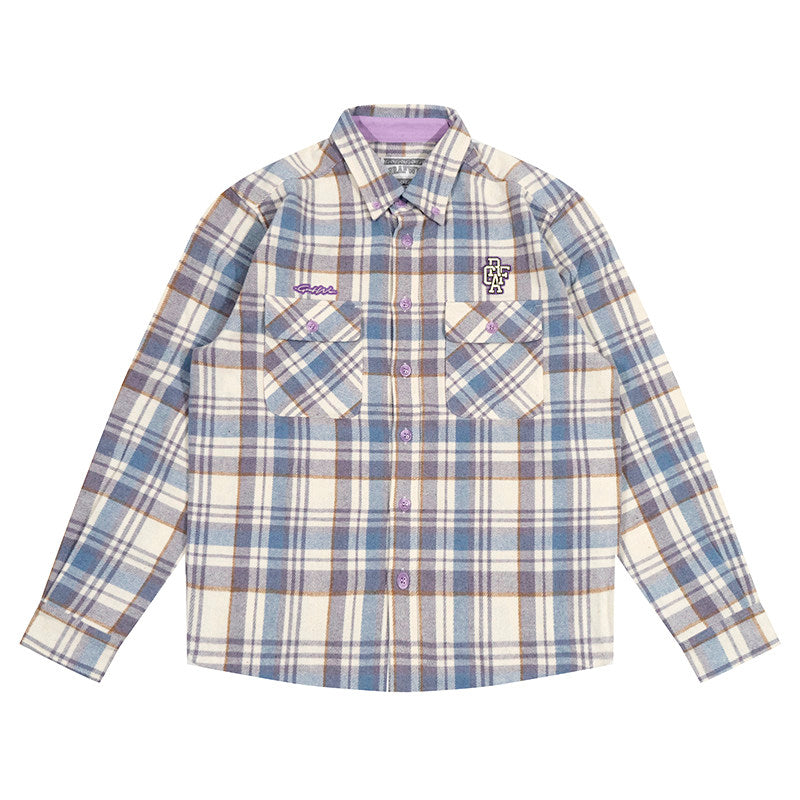 GRAF&WU Brand Letter Embroidered Fashion Flannel Loose Shirt