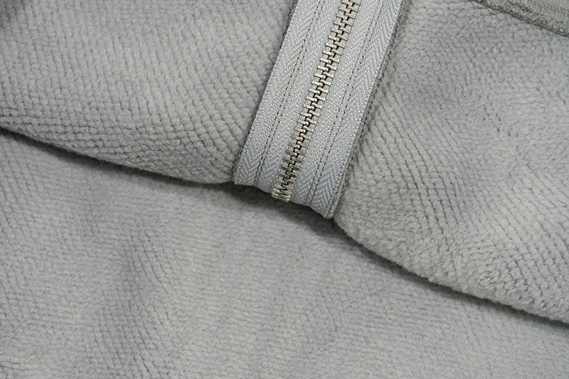 GRAF&WU Zip-up Hoodie Metal Deer Emblem Thick Fleece Cardigan