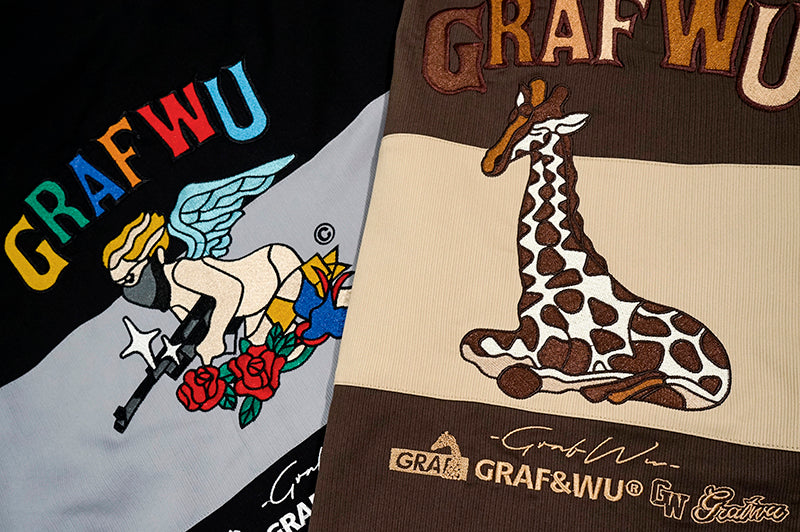 GRAF&WU Angel Giraffe Goddess Embroidered Design Sports Jacket