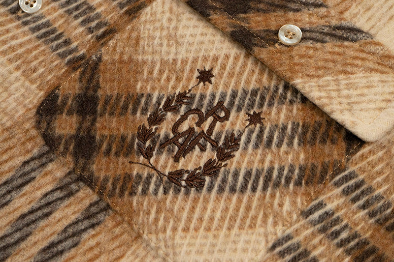 GRAF&WU Vintage Plaid Button Up Shirt Embroidered Streetwear