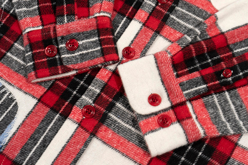 GRAF&WU Spliced Grid Ddesign Flannel Fashion Shirt